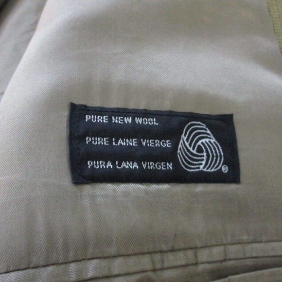 Chaps Ralph Lauren Sport Coat Men 46R 100% Wool Beige Brown Houndstooth 2 Button - Picture 7 of 13